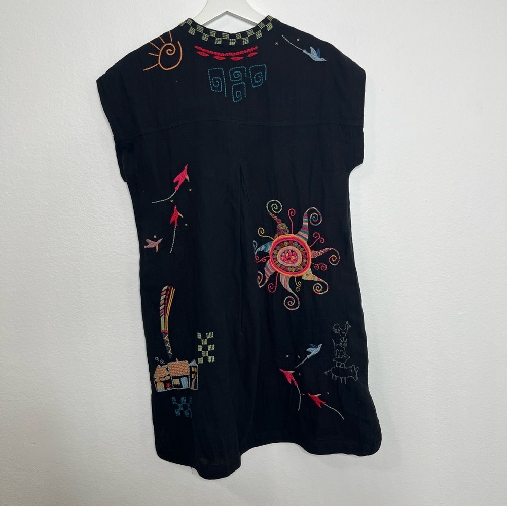 JOHNNY WAS Cartagena Cotton Dress Black Gauzy Dress Embroidered XS - Picture 7 of 9